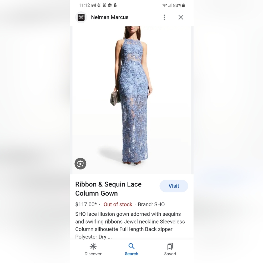 SHO Ribbon & Sequin Lace Column Gown